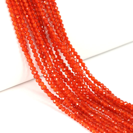 Red Carnelian 2.5mm Faceted Rounds Bead Strand