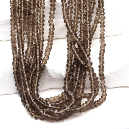 Brown Smoky Quartz 3mm Faceted Rondelles