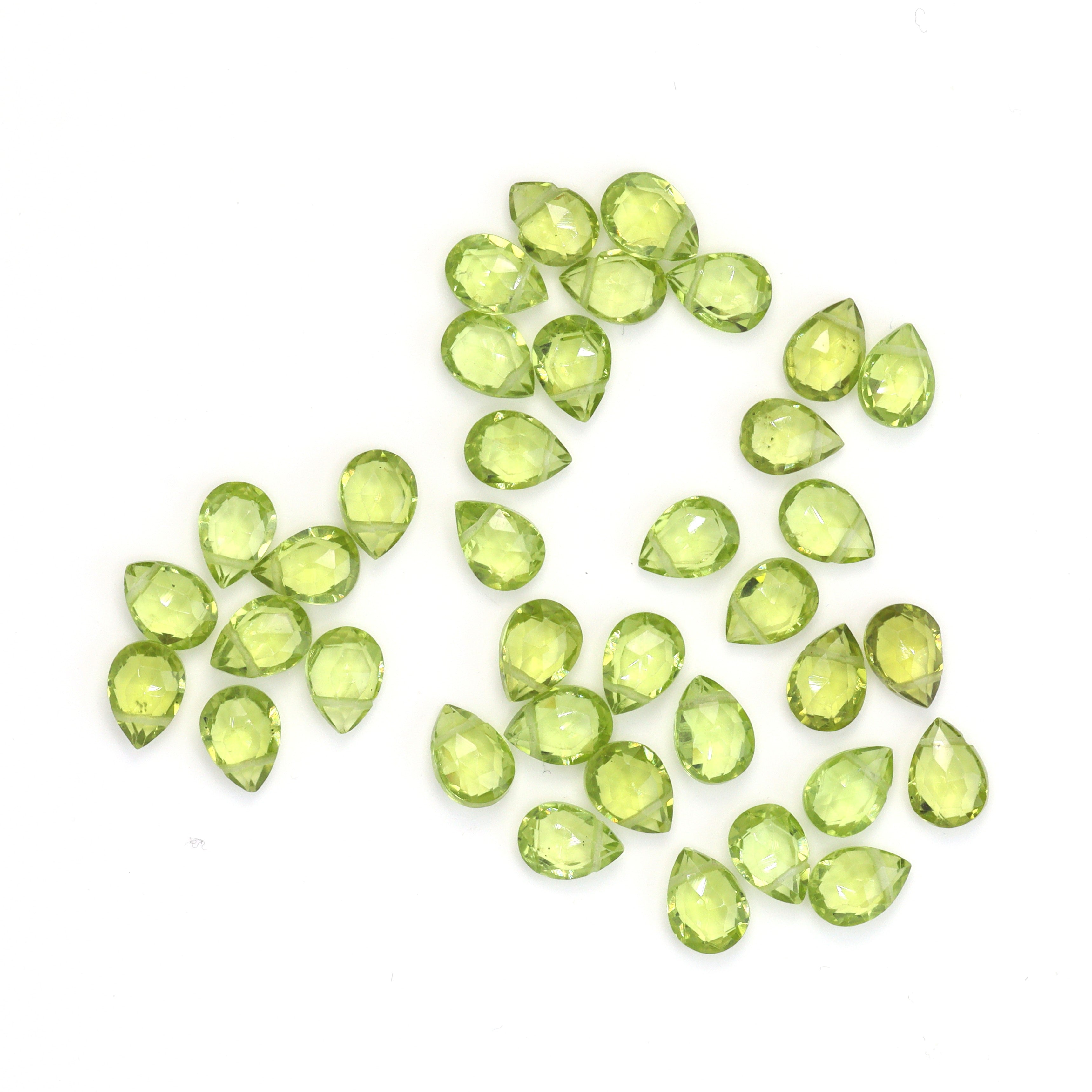 2x Cubic Zirconia Flat Pear Briolette Beads – 7x18mm Olive Green, Egemmall #64825