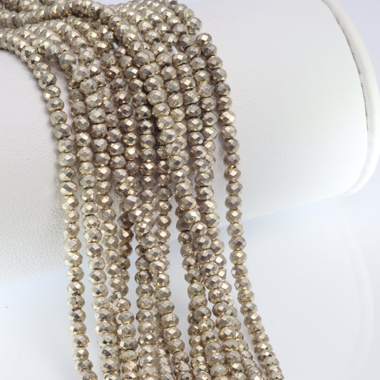 Silver Plated Pyrite 3mm Faceted Rondelles Bead Strand