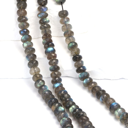 AAA Blue Labradorite 8mm Faceted Rondelles Bead Strand