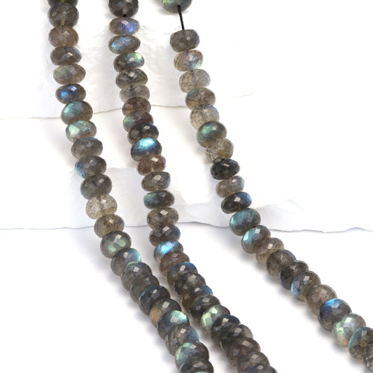 AAA Blue Labradorite 8mm Faceted Rondelles Bead Strand