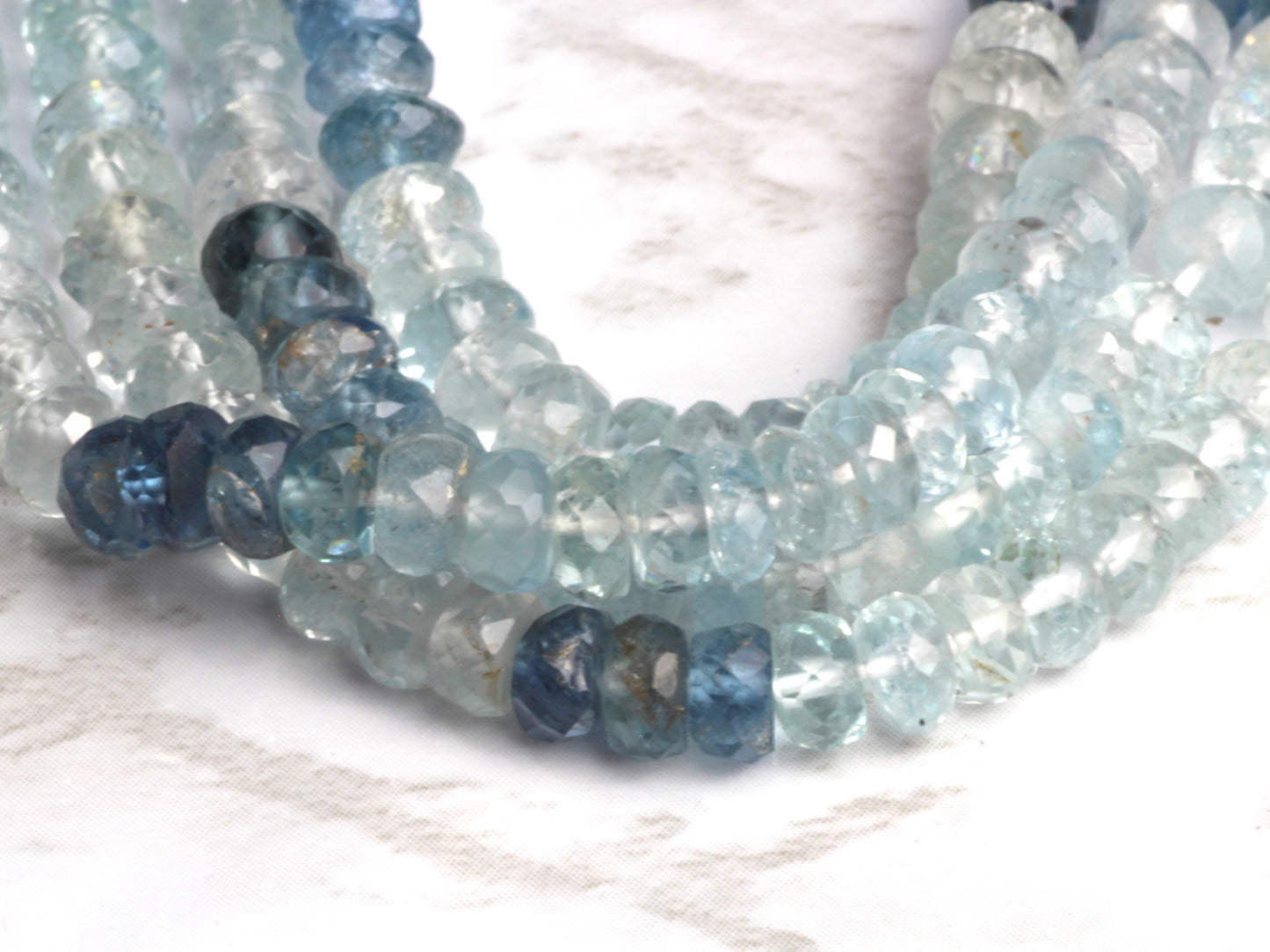 Ombre Blue Aquamarine 4.5mm Faceted Rondelles