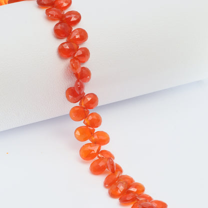Orange Carnelian 7x5mm Faceted Pear Shaped Briolettes