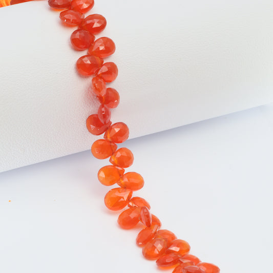 Orange Carnelian 7x5mm Faceted Pear Shaped Briolettes