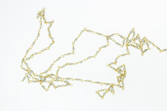 Silver Plated Pyrite 2mm Faceted Rounds Rosary Chain Sterling Silver with Gold Plating Wire Wrap Chain by the Foot