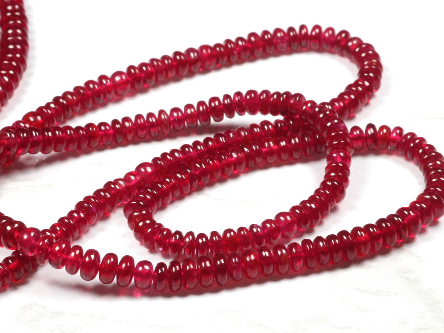 AAA Red Ruby 3.5mm Smooth Rondelles Bead Strand