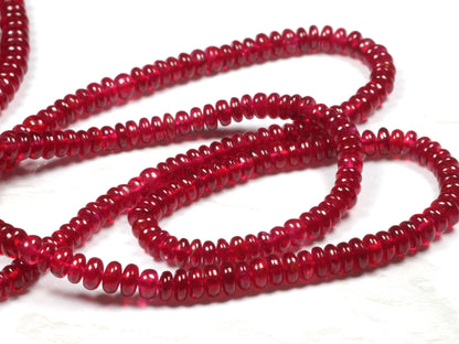 AAA Red Ruby 3.5mm Smooth Rondelles Bead Strand