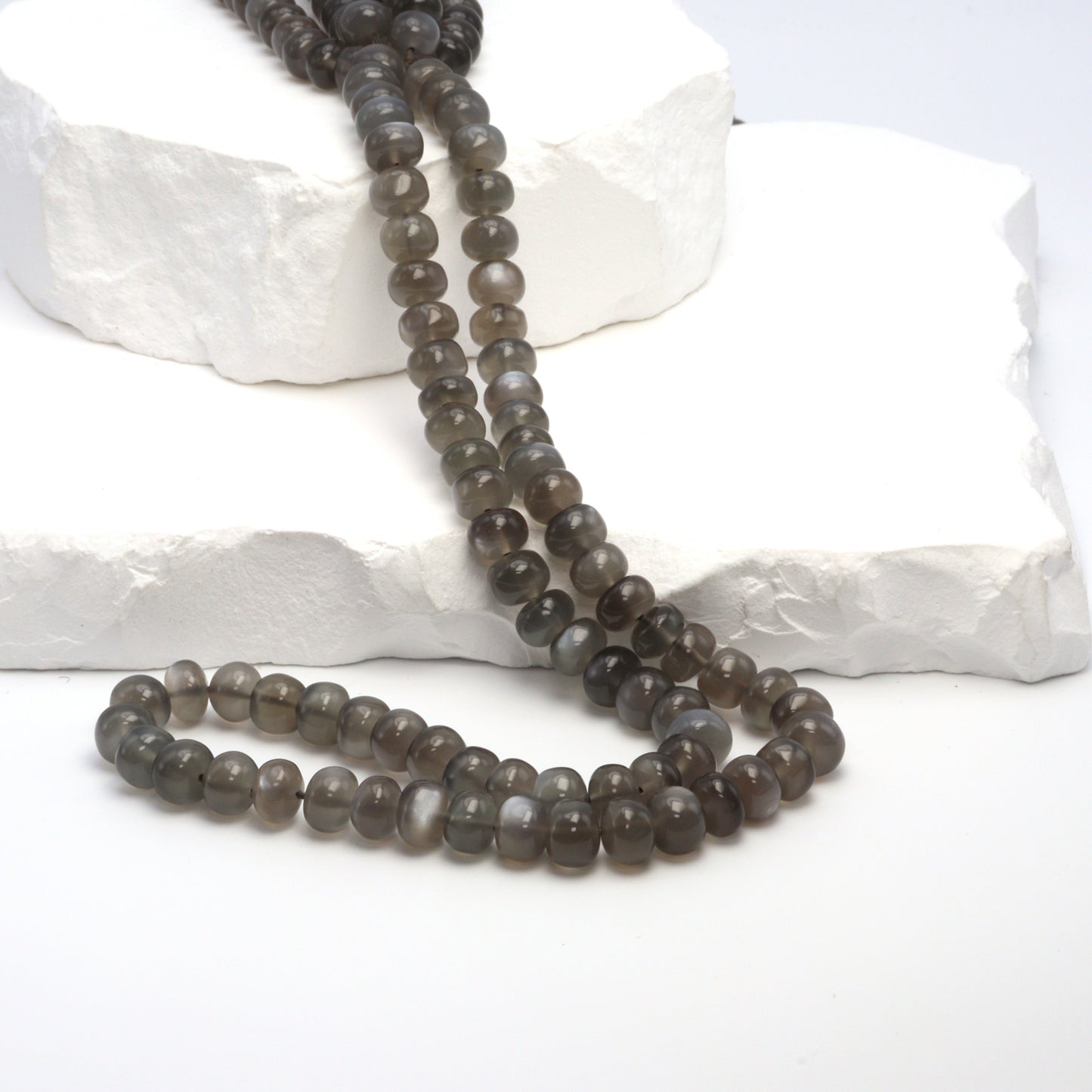 Gray Moonstone 7mm Smooth Rondelles