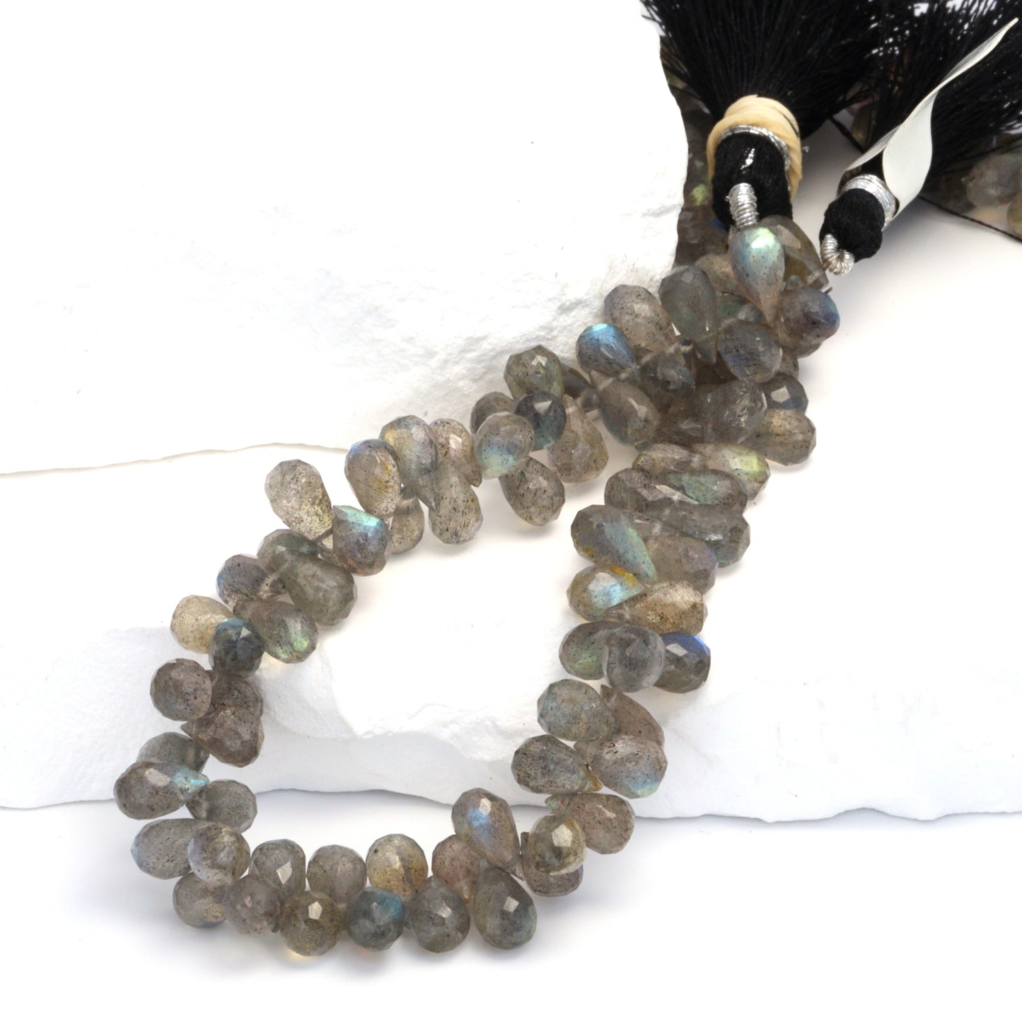 Blue Labradorite 8x5mm Faceted Teardrop Briolettes Bead Strand