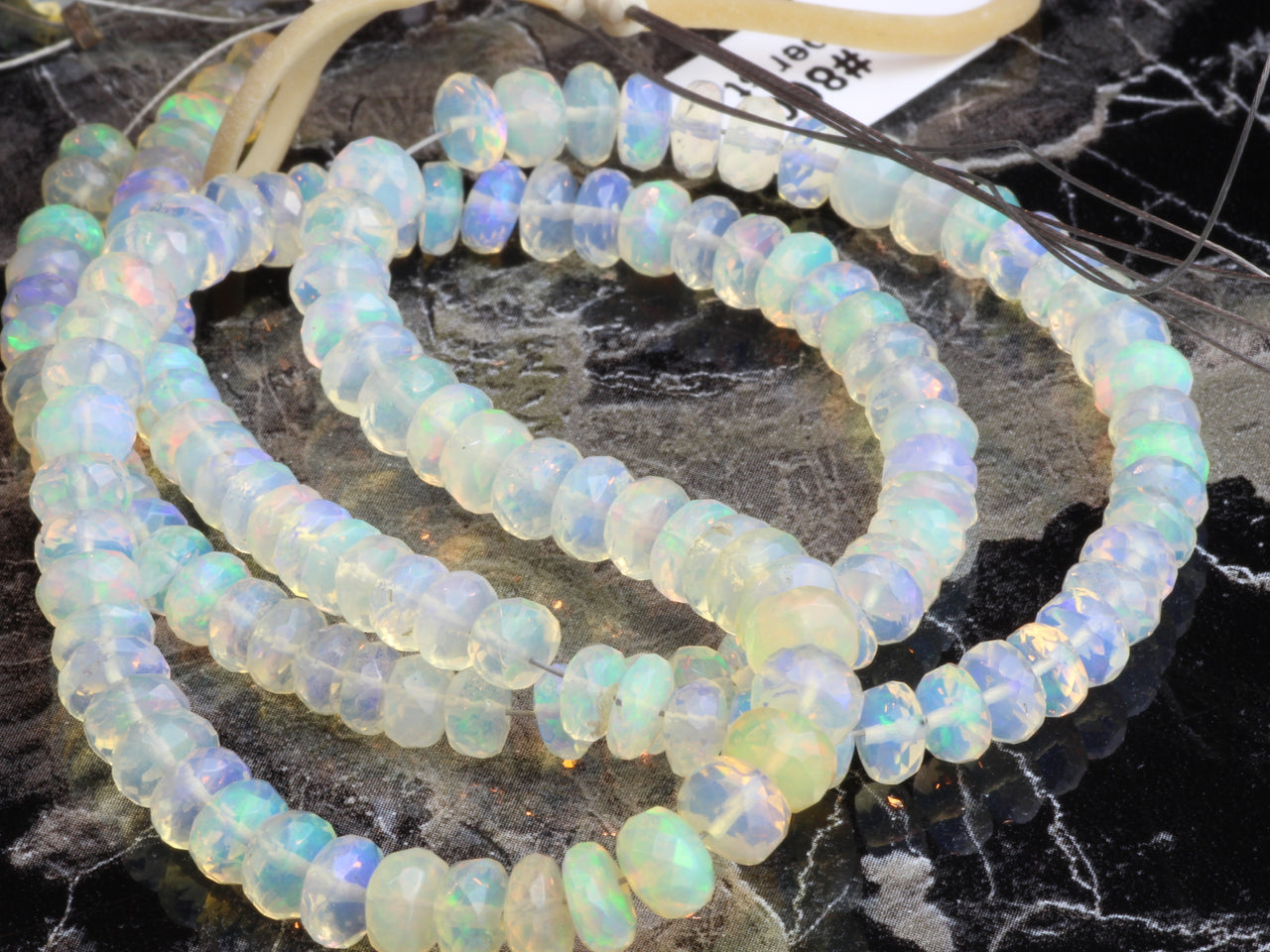 White Ethiopian Opal 5mm Faceted Rondelles
