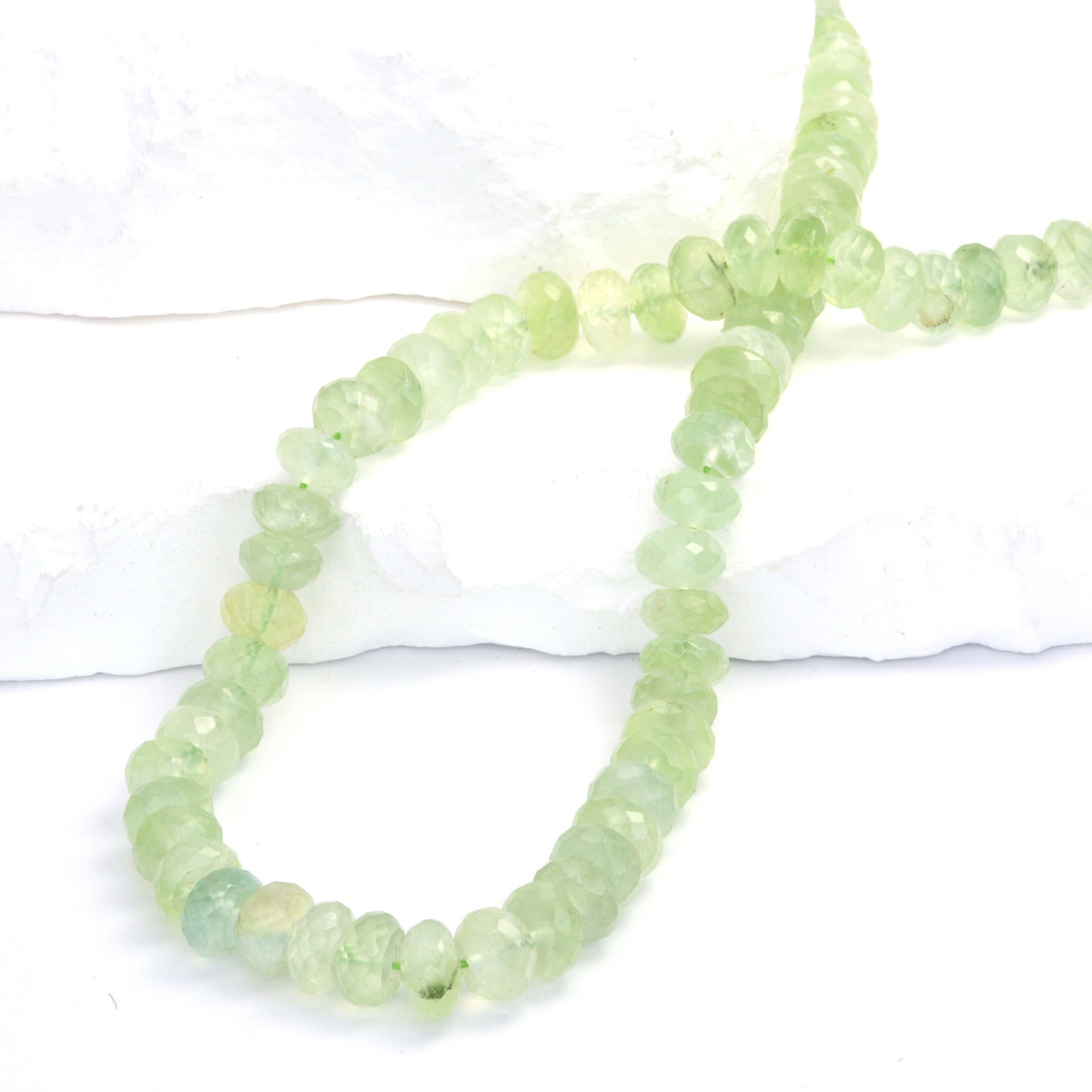 Green Prehnite 7mm Faceted Rondelles Bead Strand