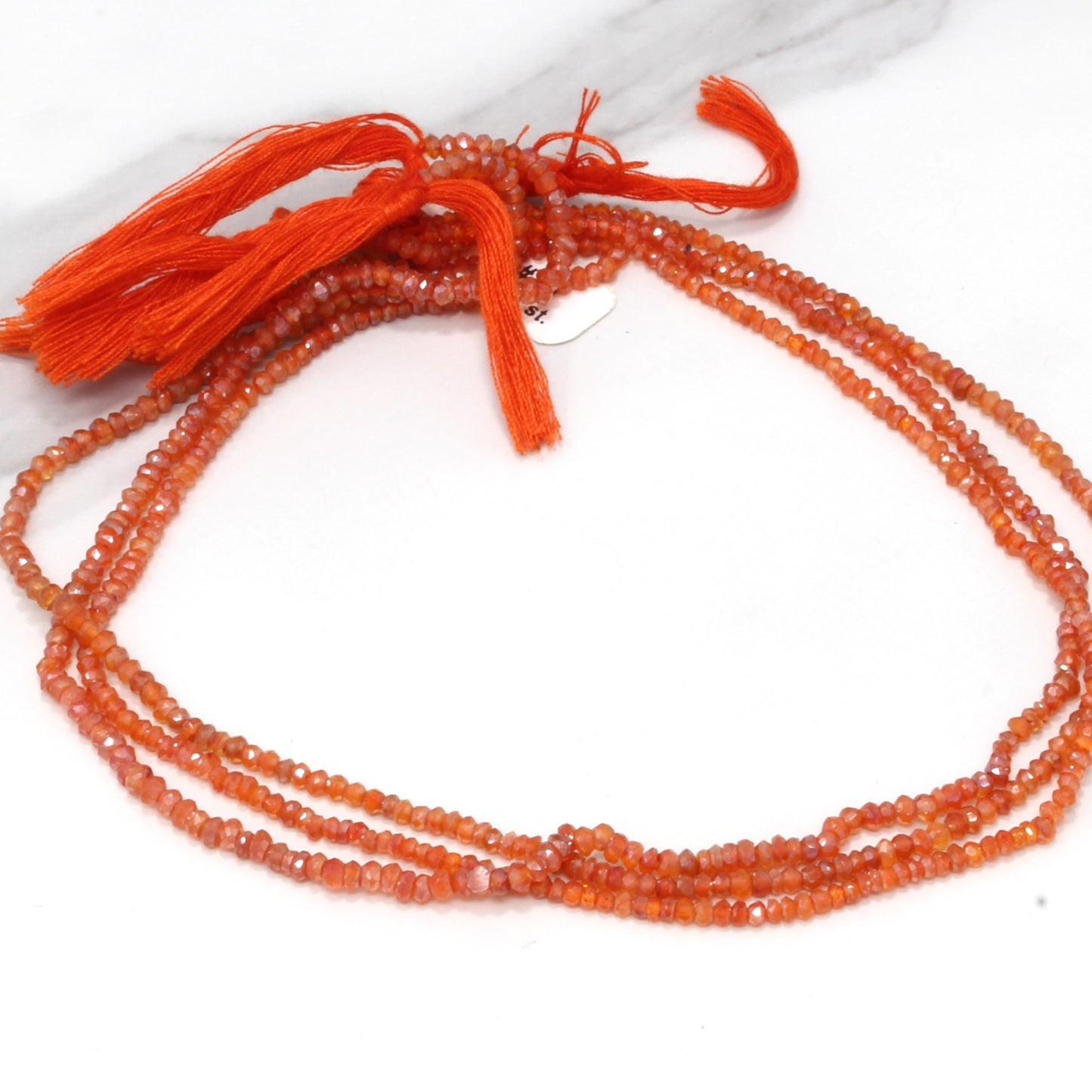 Coated Orange Carnelian 2.5mm Faceted Rondelles