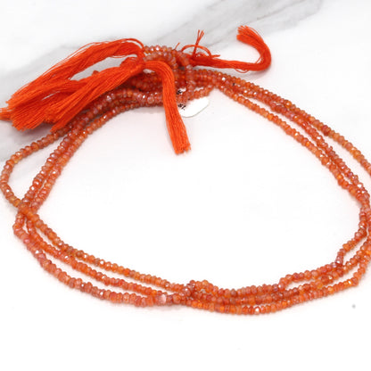 Coated Orange Carnelian 2.5mm Faceted Rondelles