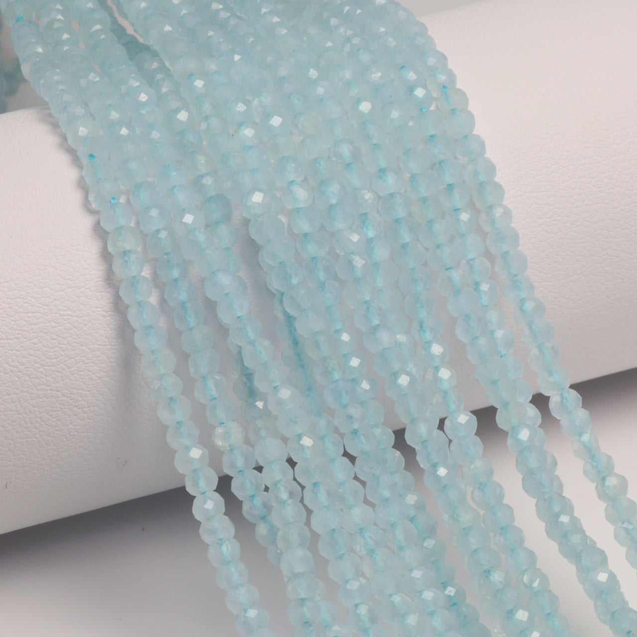 Blue Milky Aquamarine 3mm Faceted Rondelles Bead Strand