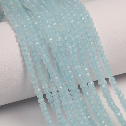 Blue Milky Aquamarine 3mm Faceted Rondelles Bead Strand