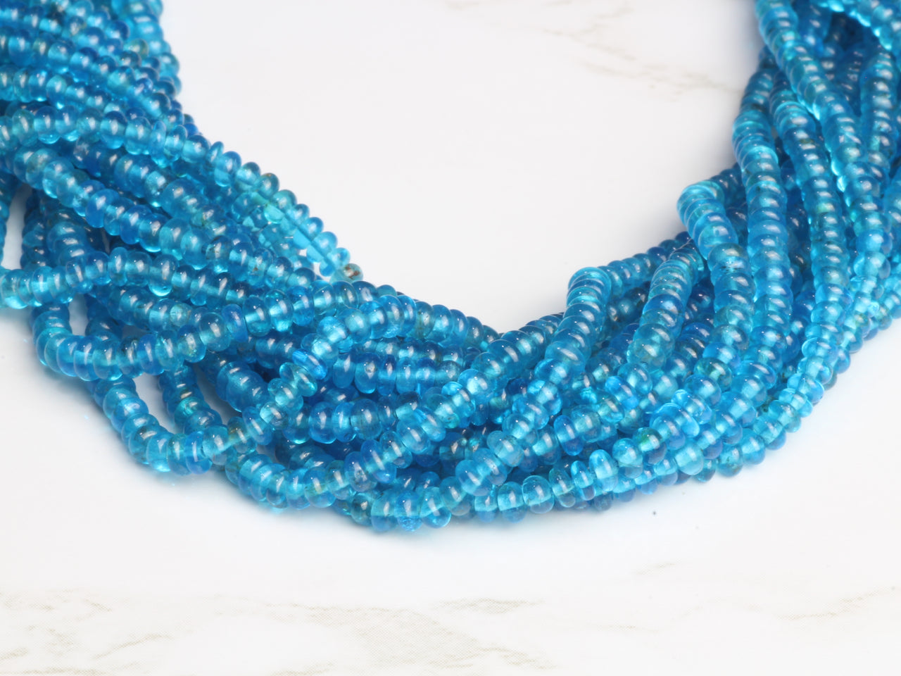 Neon Blue Apatite 3mm Smooth Rondelles