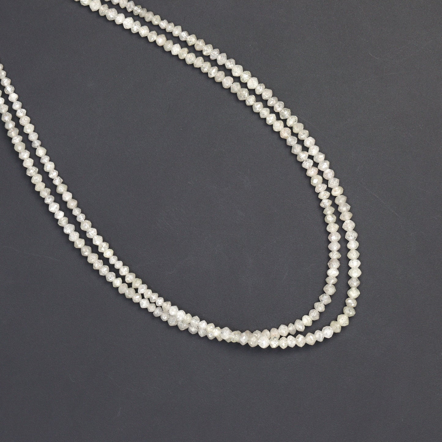 Gray Diamond 2mm - 2.2mm Hand Faceted Rondelles Bead Strand