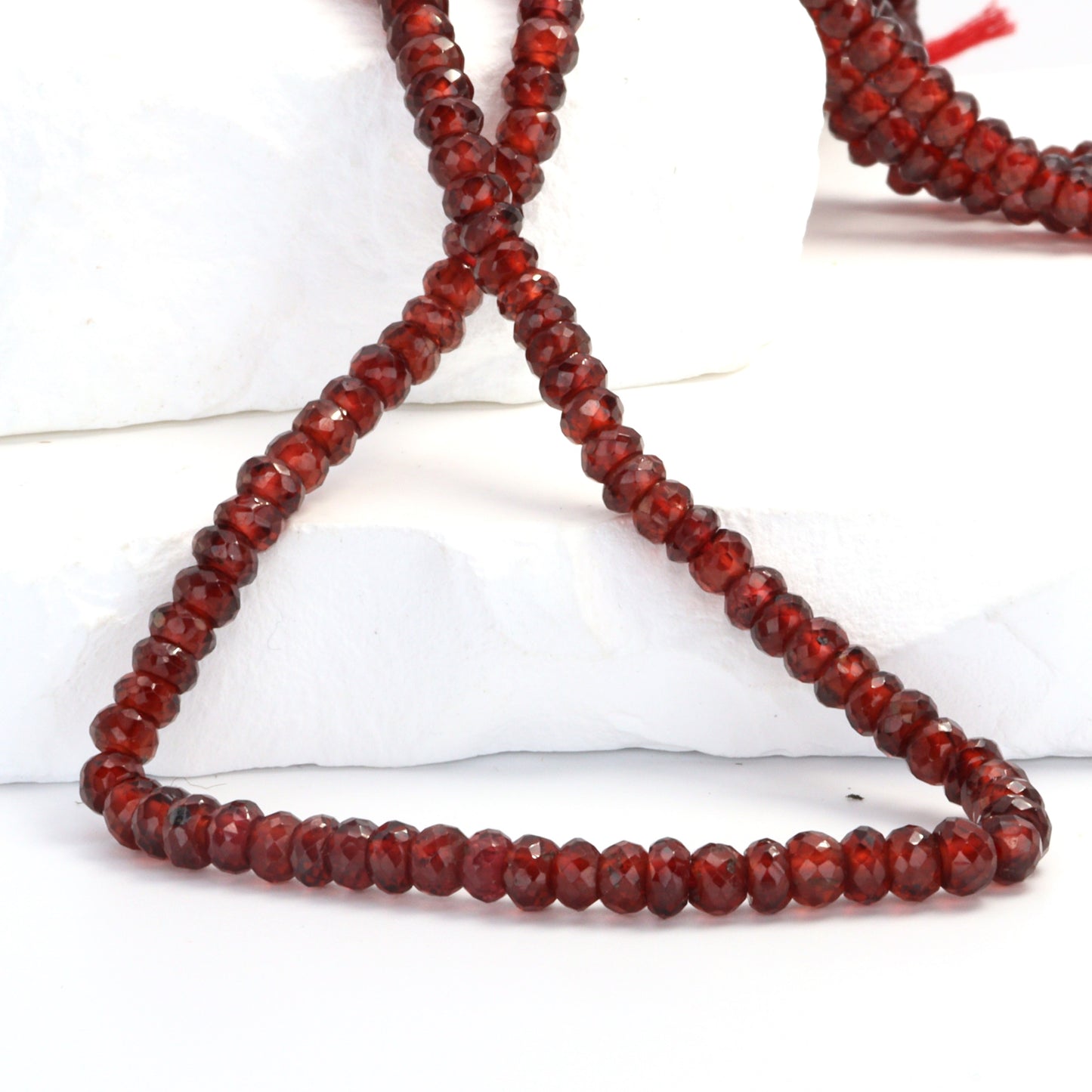 Red Garnet 5mm Faceted Rondelles Bead Strand