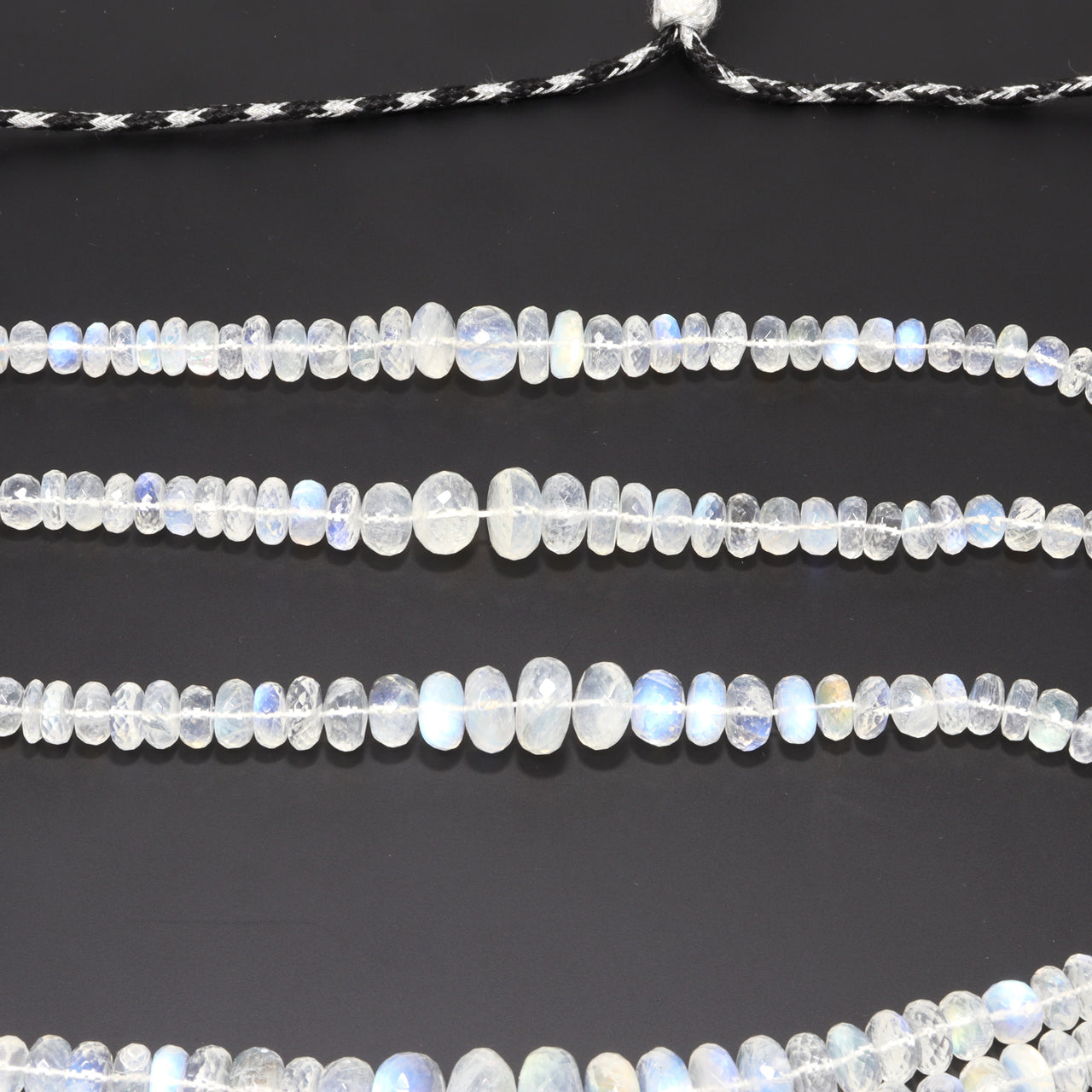 AAA Blue Rainbow Moonstone 5mm-9mm Faceted Rondelles 7 Strand Bead Necklace