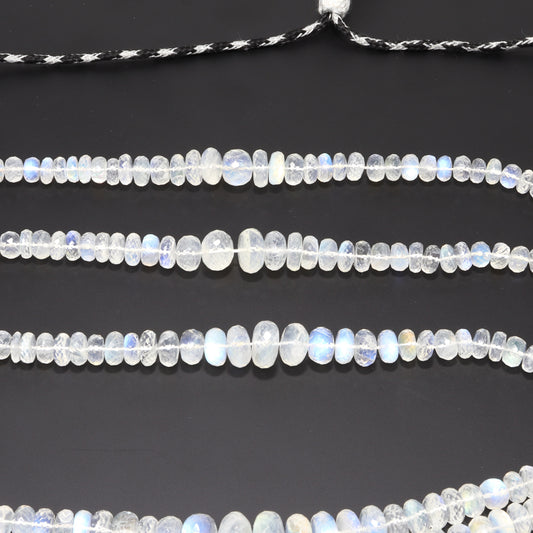 AAA Blue Rainbow Moonstone 5mm-9mm Faceted Rondelles 7 Strand Bead Necklace