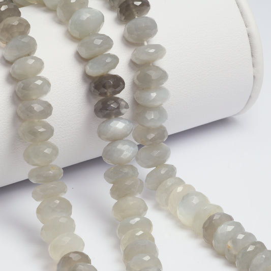 Ombre Gray Moonstone 8mm Faceted Rondelles