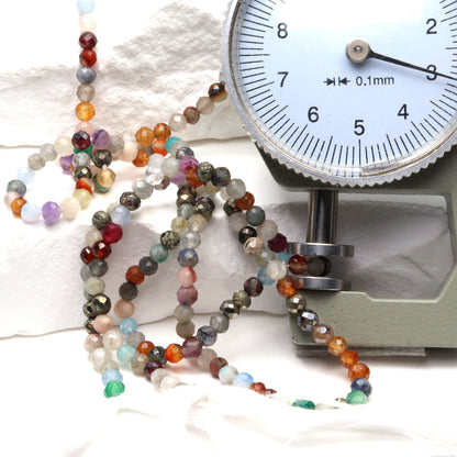 Rainbow Multi Semi Precious 3mm Faceted Rounds