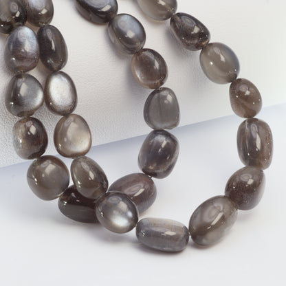 Gold Shine Gray Moonstone 6x4mm Smooth Nuggets