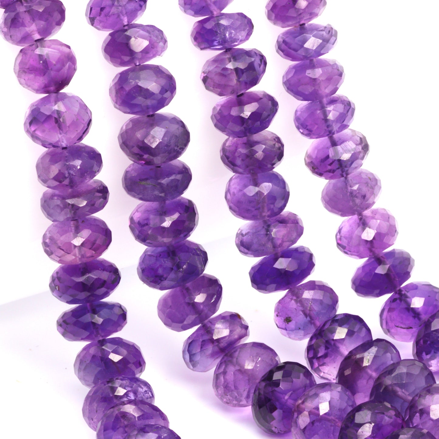 Purple Amethyst 7mm - 11mm Faceted Rondelles Bead Strand
