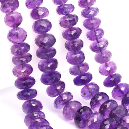 Purple Amethyst 7mm - 11mm Faceted Rondelles Bead Strand