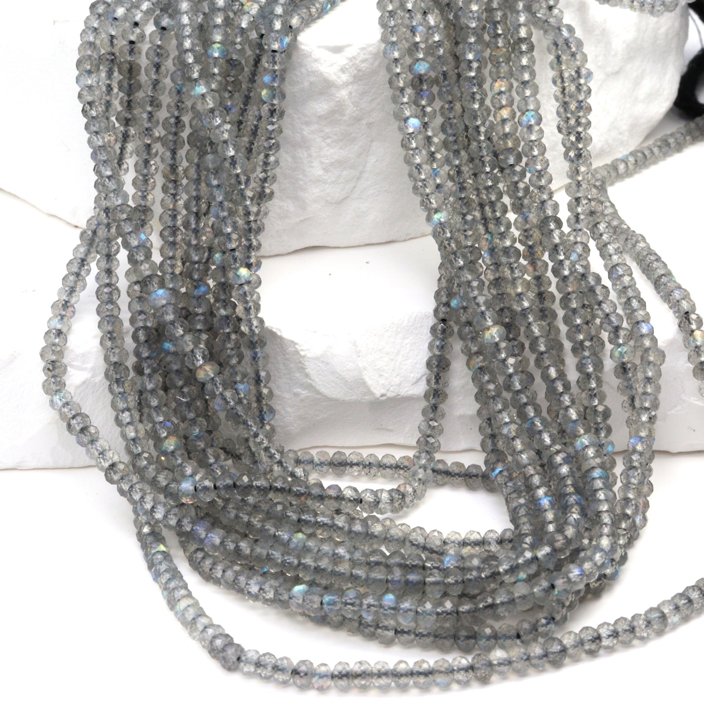 Blue Labradorite 3mm Faceted Rondelles Bead Strand