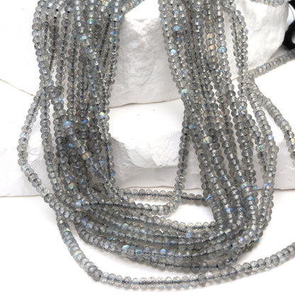 Blue Labradorite 3mm Faceted Rondelles Bead Strand