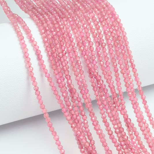 Pink Tourmaline 2mm Faceted Rounds Bead Strand