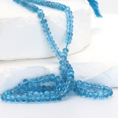 Swiss Blue Topaz 4mm Faceted Rondelles