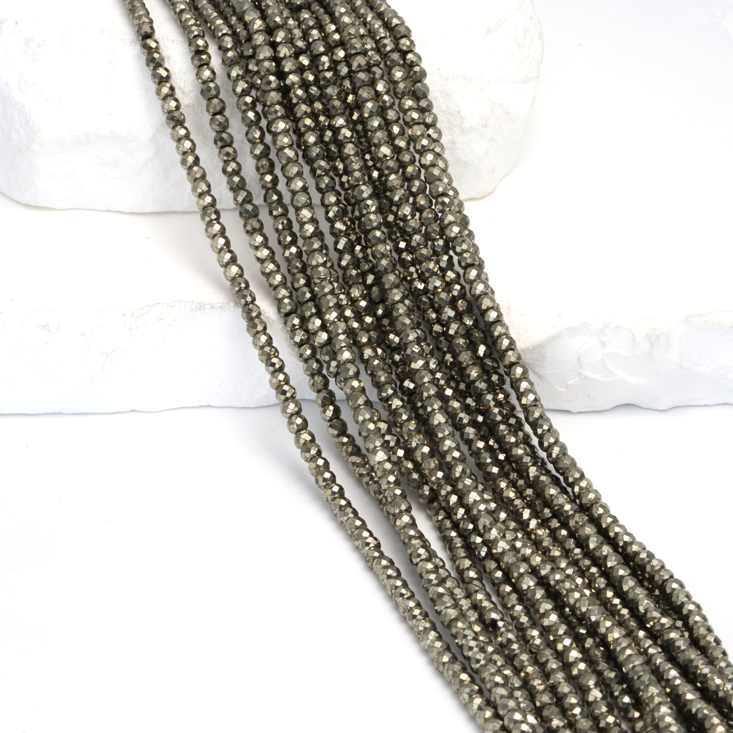 Natural Pyrite 3mm Faceted Rondelles Bead Strand