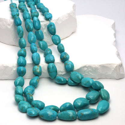 Natural Light Blue Turquoise 12x8mm Smooth Nuggets