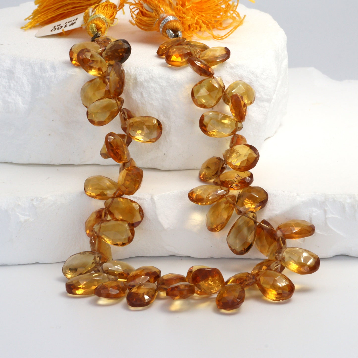 Orange Madeira Citrine 9x7mm Faceted Pear Shaped Briolettes
