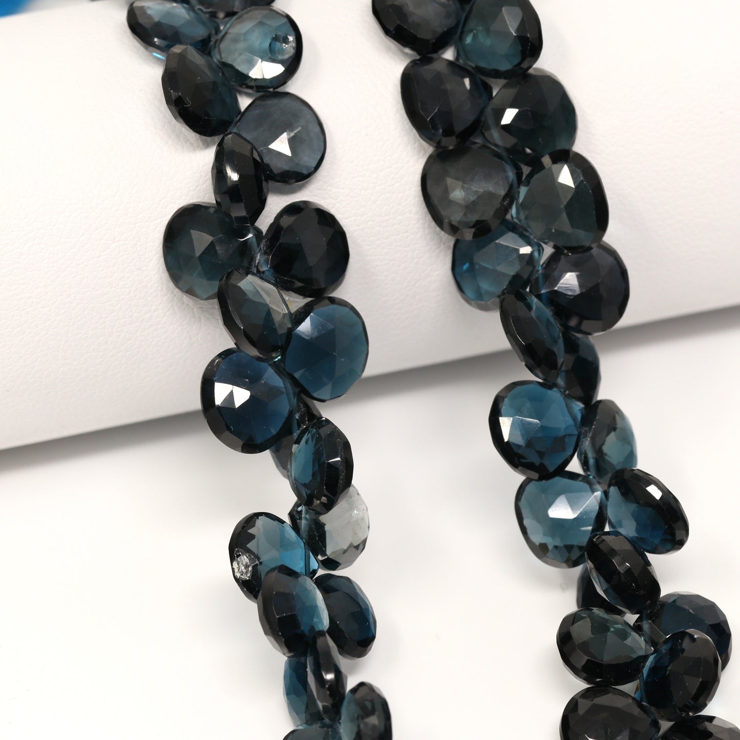 London Blue Topaz 8mm – 9mm Faceted Heart Briolettes Bead Strand