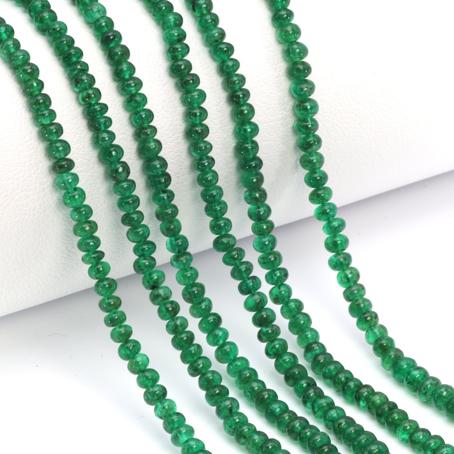 Green Emerald 2.75mm - 3.75mm Smooth Rondelles Bead Strand