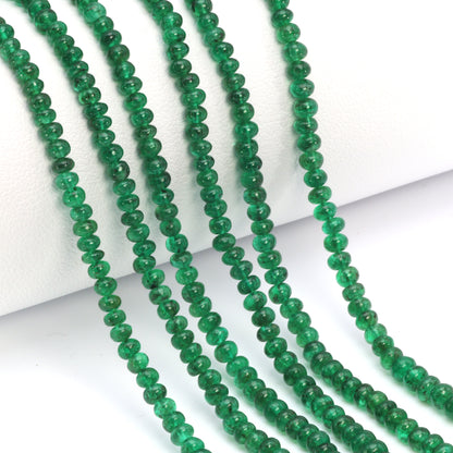 Green Emerald 2.75mm - 3.75mm Smooth Rondelles Bead Strand
