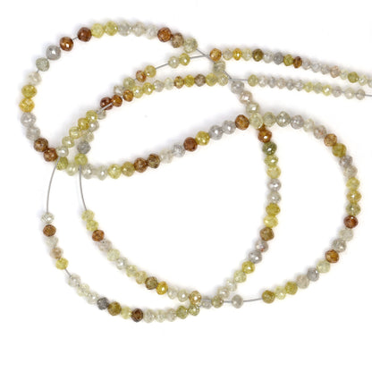 Multi Color Diamond 2.5mm - 3.5mm Hand Faceted Rondelles Bead Strand