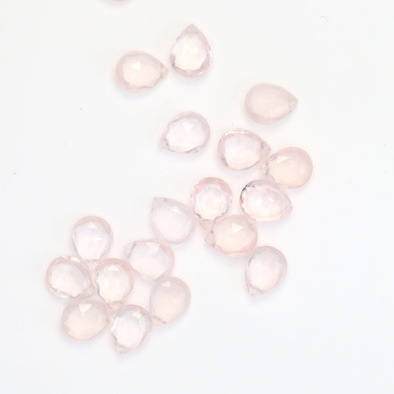 Pink Rose Quartz 9x7mm Faceted Pear Shaped Briolettes