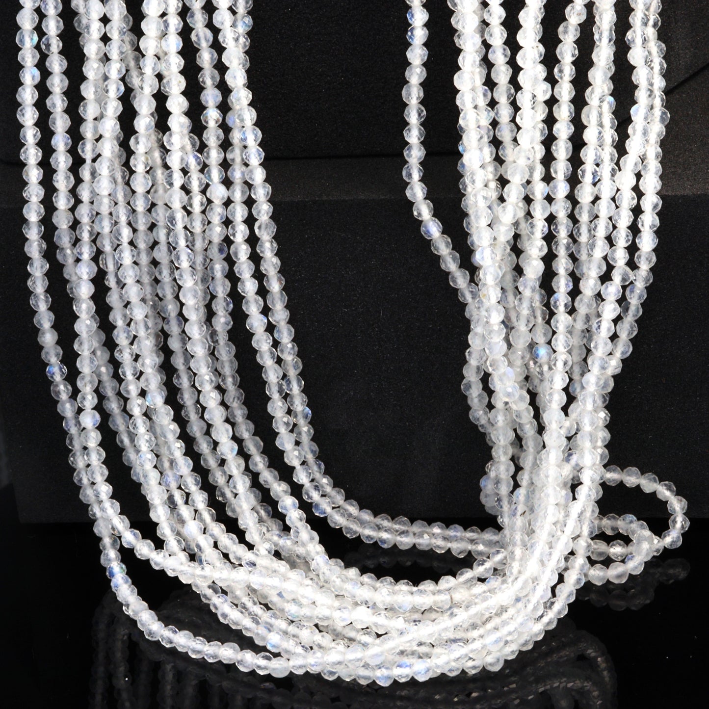 Rainbow Moonstone 2.5mm Faceted Rounds Bead Strand