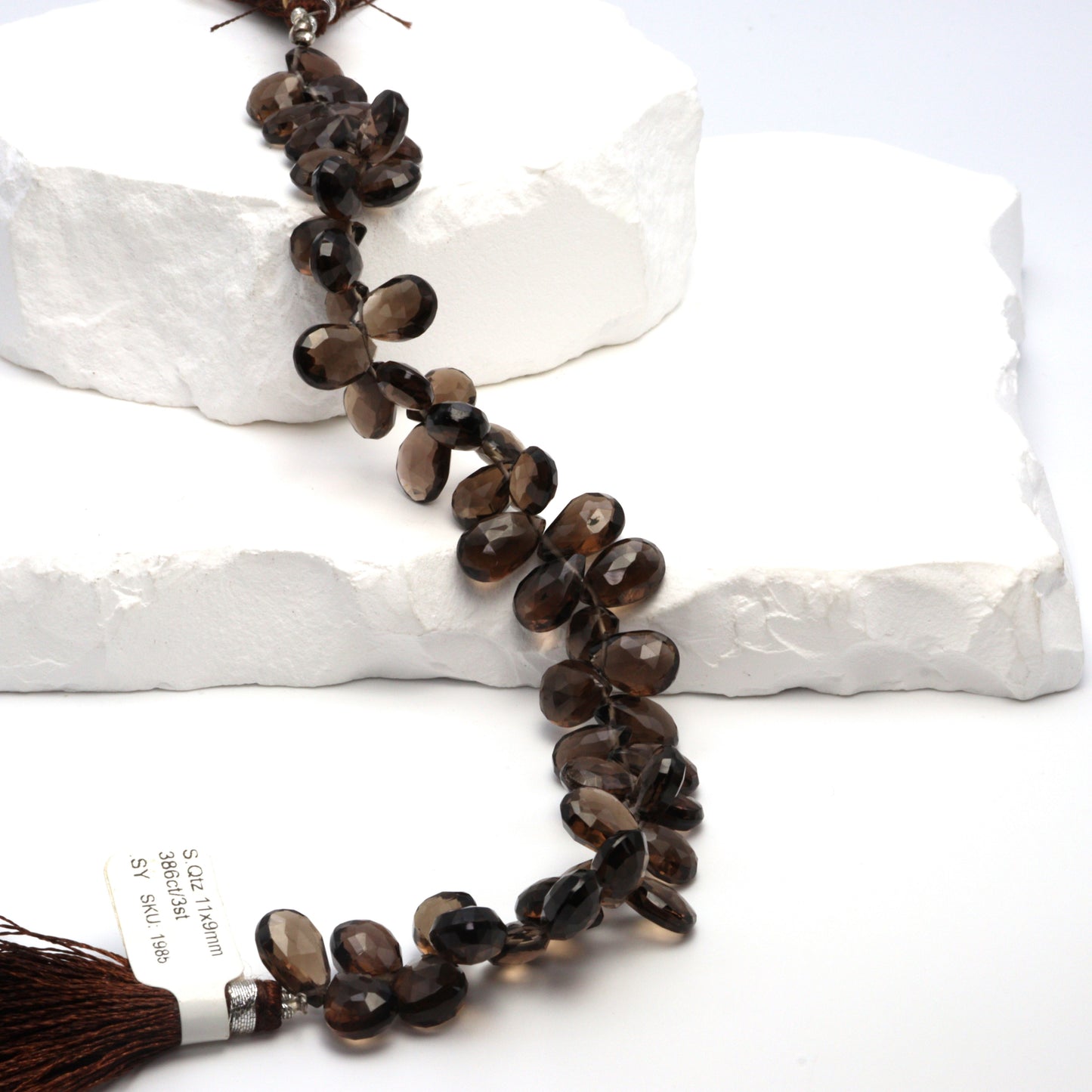 Brown Smoky Quartz 11x9mm Faceted Pear Shaped Briolettes