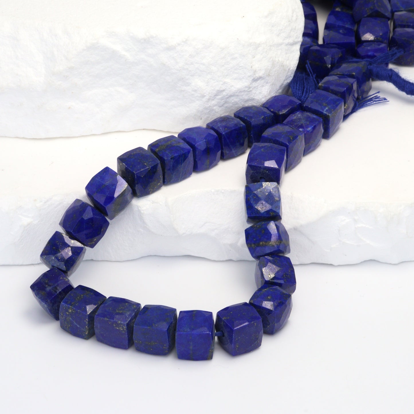 Royal Blue Lapis Lazuli 8mm Faceted Cubes Bead Strand