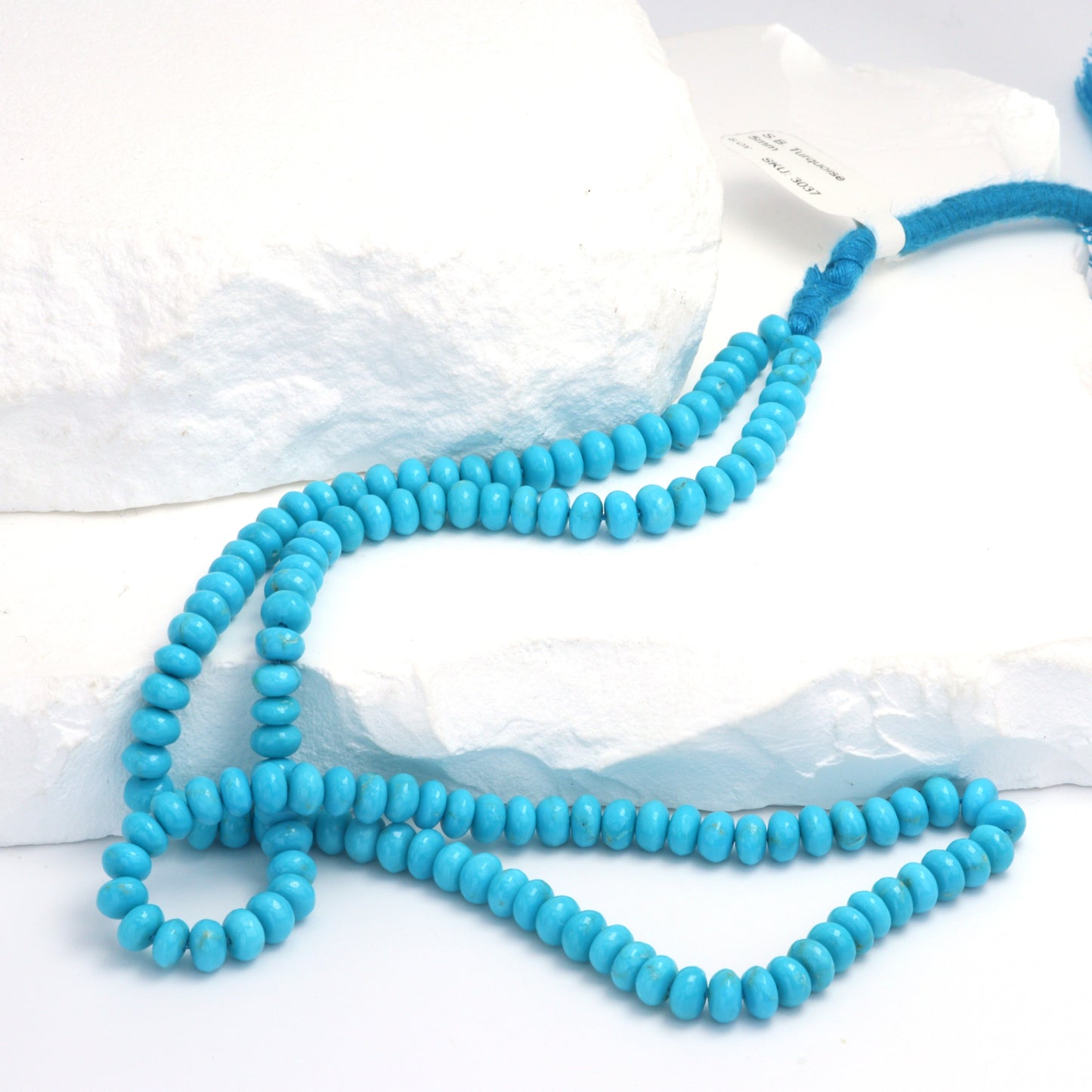 Sleeping Beauty Turquoise 5mm Smooth Rondelles Bead Strand