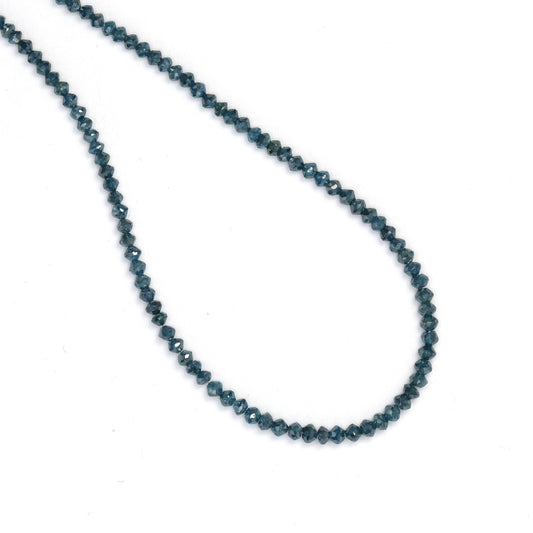 Blue Diamond 2.1mm - 2.7mm Hand Faceted Rondelles Bead Strand