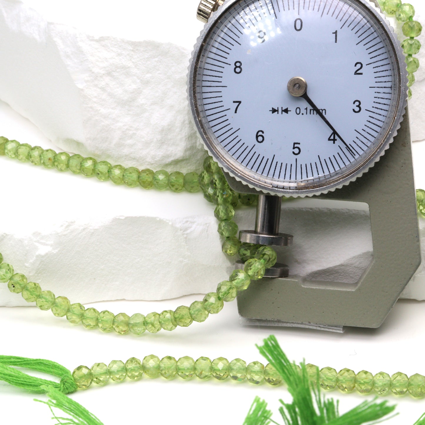 Green Peridot 4mm Faceted Rondelles Bead Strand