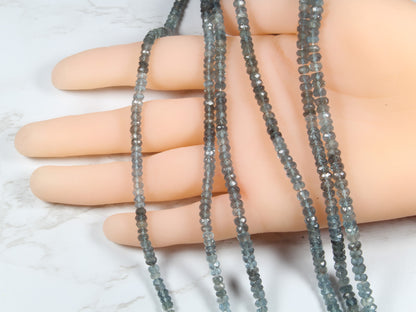 Dark Blue Moss Aquamarine 4mm Faceted Rondelles