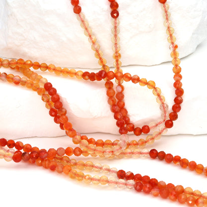 Ombre Orange Mexican Fire Opal 3mm Faceted Rounds Bead Strand